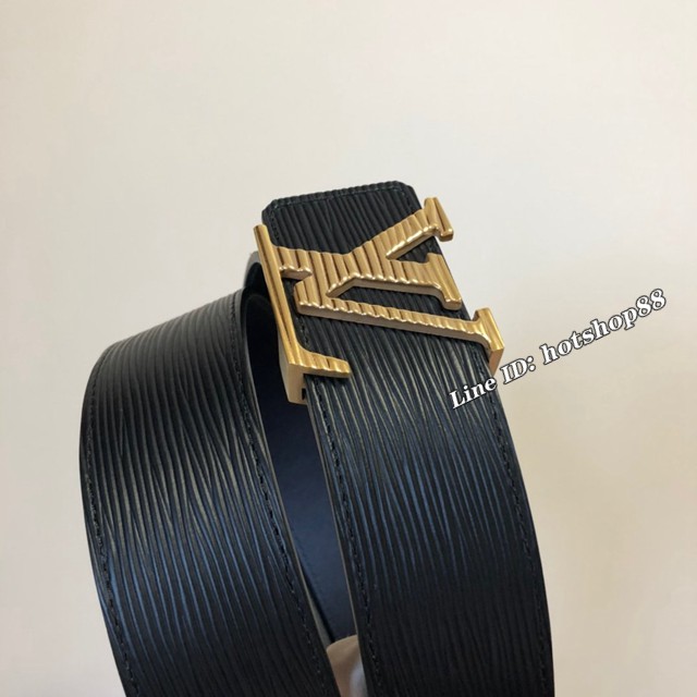 LV新款男士皮帶 路易威登水波紋腰帶  jjp2586